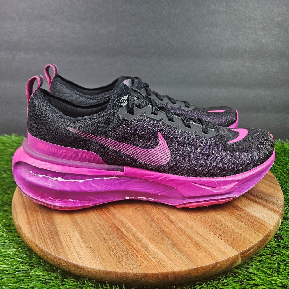 Nike ZoomX Invincible 3 Running Shoes Mens 11 Black Vivid Grape Sneakers Trainer